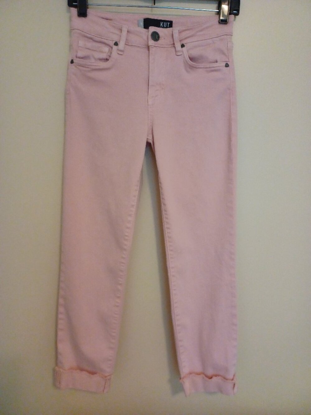 Kut from the Kloth Amy Straight Leg Mid-Rise Crop Jeans Size 0 Pink